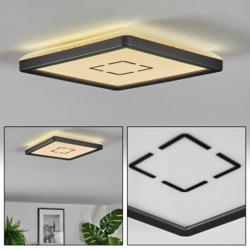 Simonstorp Plafonnier, Panel LED Noir, Blanc, 1 lumière