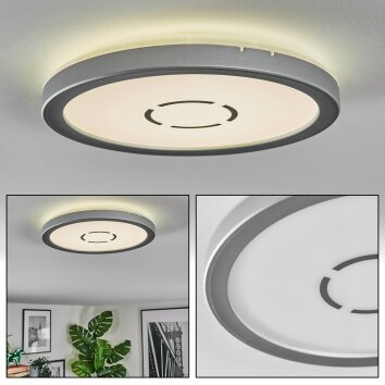 Simonstorp Plafonnier, Panel LED Argenté, Blanc, 1 lumière