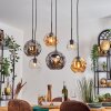 Ripoll Suspension, Boule lumineuse, Suspension Ambre, Clair, Fumé, 6 lumières