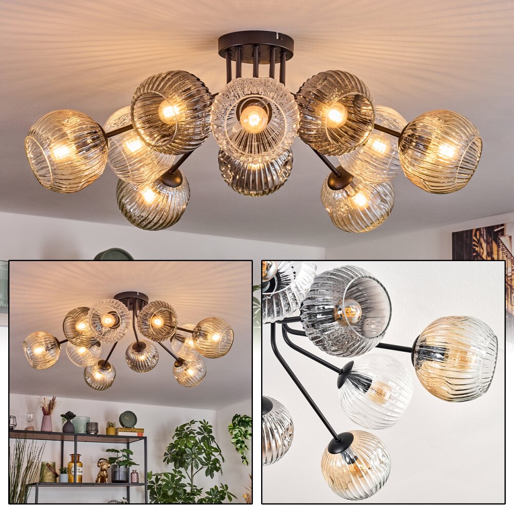 Ripoll Plafonnier, Boule lumineuse Ambre, Clair, Fumé, 10 lumières main product photo