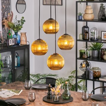 Koyoto Suspension, Boule lumineuse, Suspension grappe Or, 4 lumières