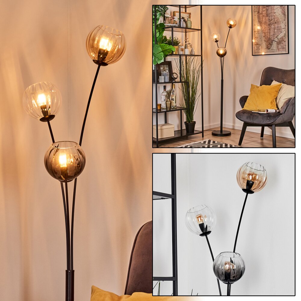 Koyoto Boule lumineuse, Lampadaire Ambre, Clair, Fumé, 3 lumières main product photo