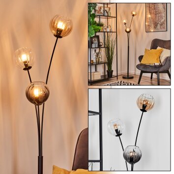 Koyoto Boule lumineuse, Lampadaire Ambre, Clair, Fumé, 3 lumières