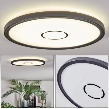 Simonstorp Plafonnier, Panel LED Noir, Blanc, 1 lumière