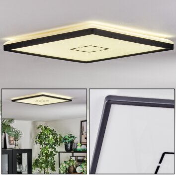 Simonstorp Plafonnier, Panel LED Noir, Blanc, 1 lumière