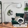 Soungou Lampadaire, Lampadaires arc Chrome, Noir, 1 lumière, Abat-jour en tissu