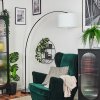 Soungou Lampadaire, Lampadaires arc Chrome, Noir, 1 lumière, Abat-jour en tissu