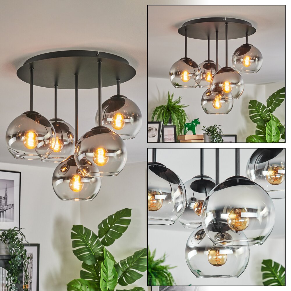 Koyoto Plafonnier, Boule lumineuse 45 cm Chrome, Clair, Fumé, 5 lumières main product photo