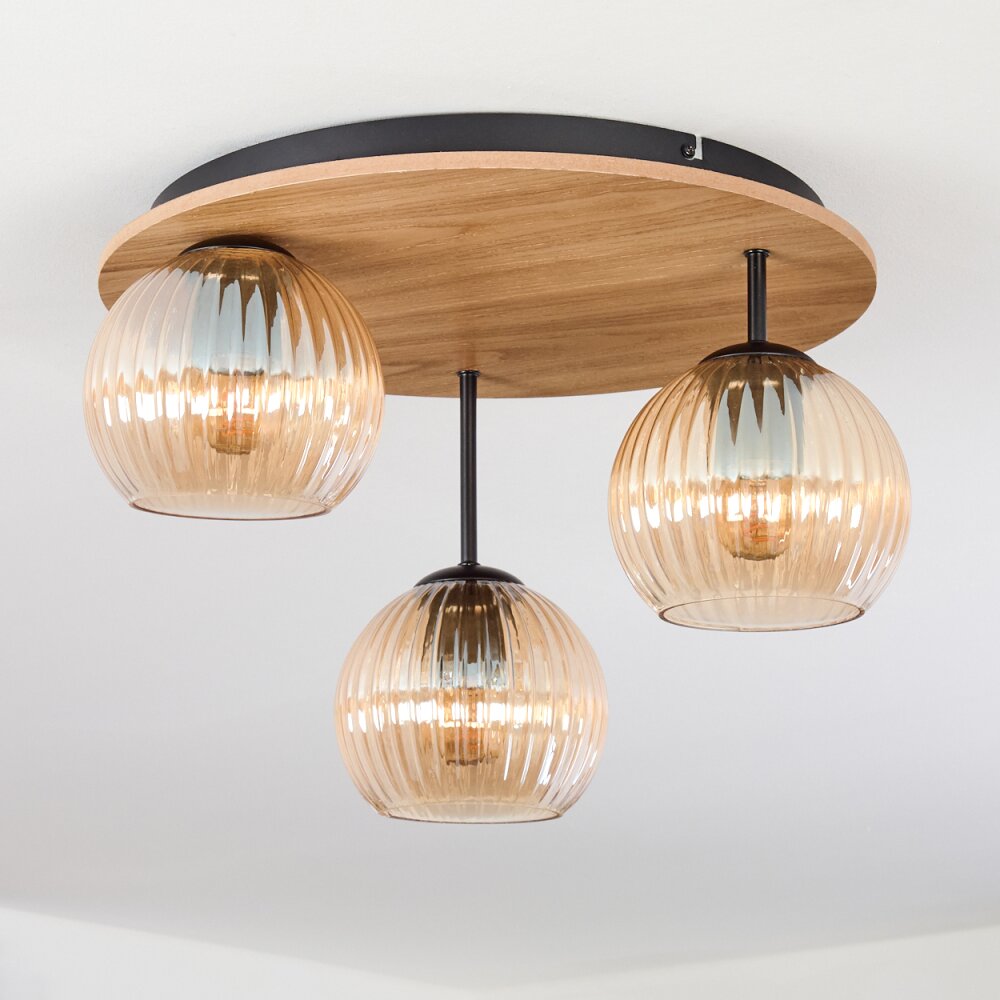 Koyoto Plafonnier, Boule lumineuse 40 cm Écru, Noir, 3 lumières