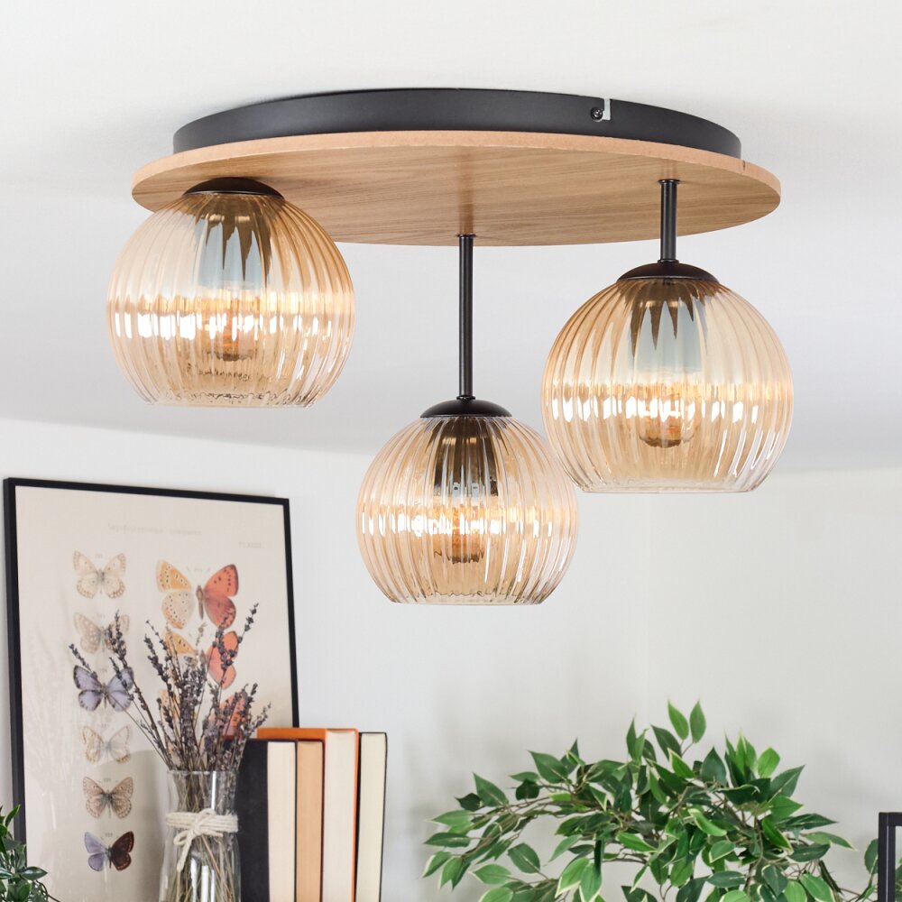Koyoto Plafonnier, Boule lumineuse 40 cm Écru, Noir, 3 lumières
