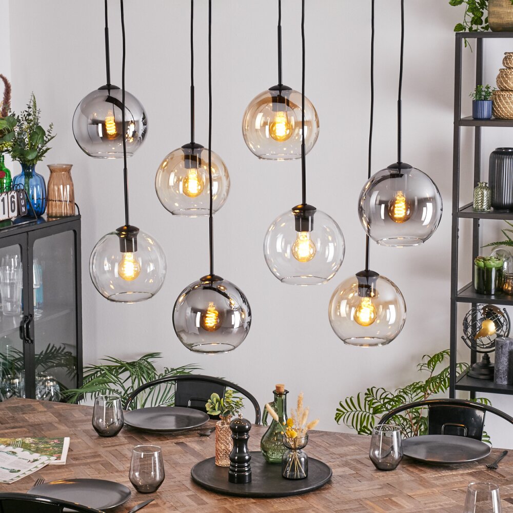 Koyoto Suspension, Boule lumineuse, Suspension Ambre, Clair, Fumé, 8 lumières main product photo