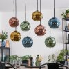 Ripoll Suspension, Boule lumineuse, Suspension Bleu, Or, Vert, Cuivré, 8 lumières