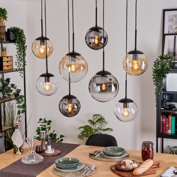 Gastor Suspension, Boule lumineuse, Suspension Ambre, Clair, Fumé, 8 lumières