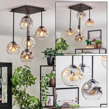 Ripoll Plafonnier, Boule lumineuse Ambre, Clair, Fumé, 5 lumières