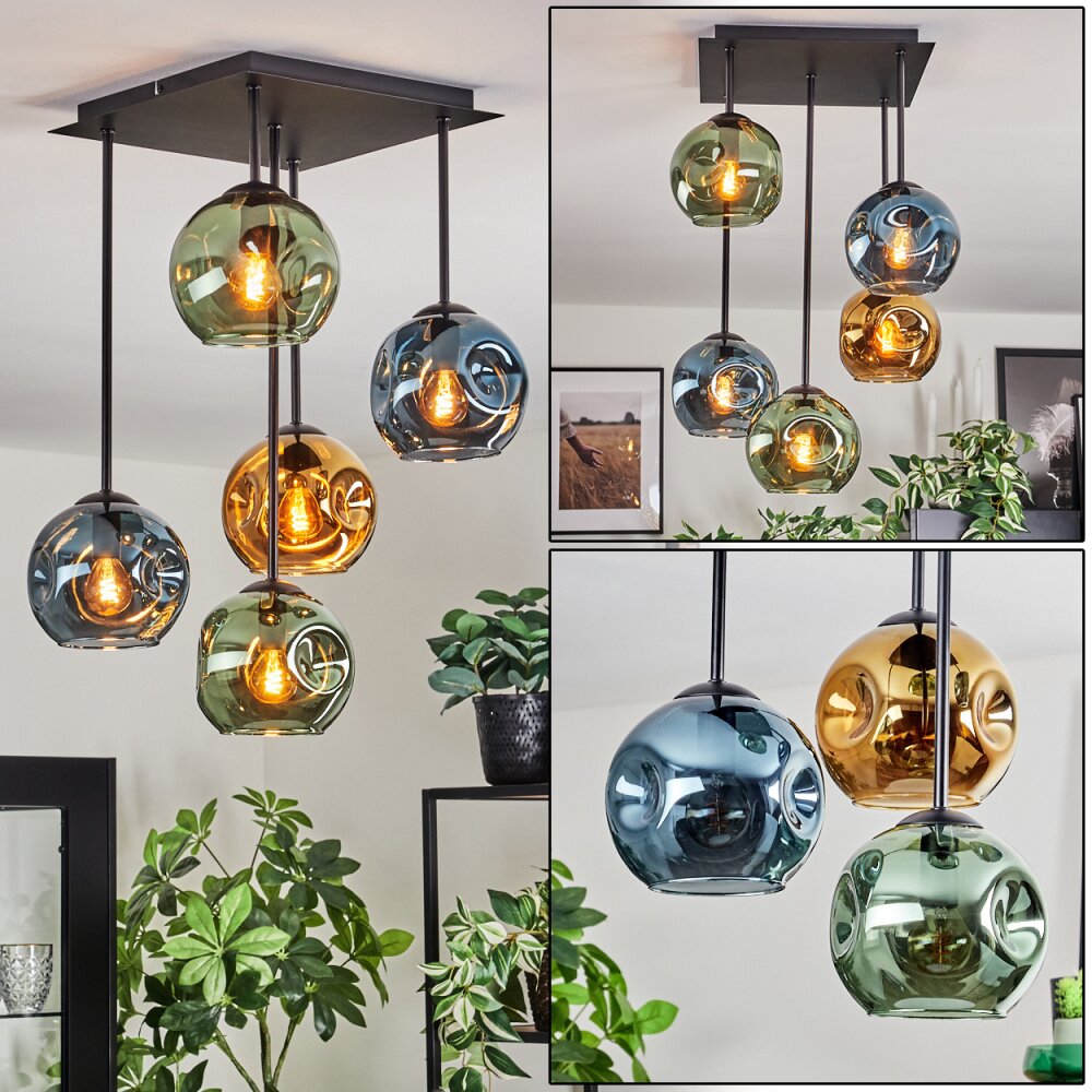Ripoll Plafonnier, Boule lumineuse Bleu, Or, Vert, 5 lumières main product photo