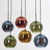 Koyoto Suspension, Boule lumineuse, Suspension Bleu, Or, Vert, Cuivré, 6 lumières