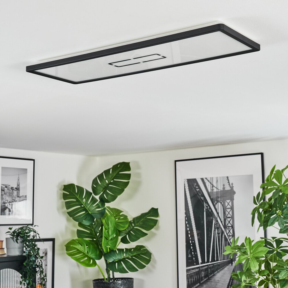 Simonstorp Plafonnier, Panel LED Noir, Blanc, 1 lumière