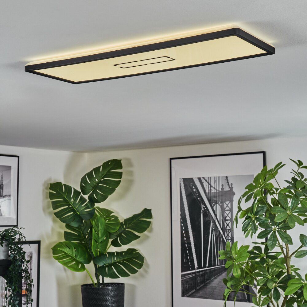 Simonstorp Plafonnier, Panel LED Noir, Blanc, 1 lumière