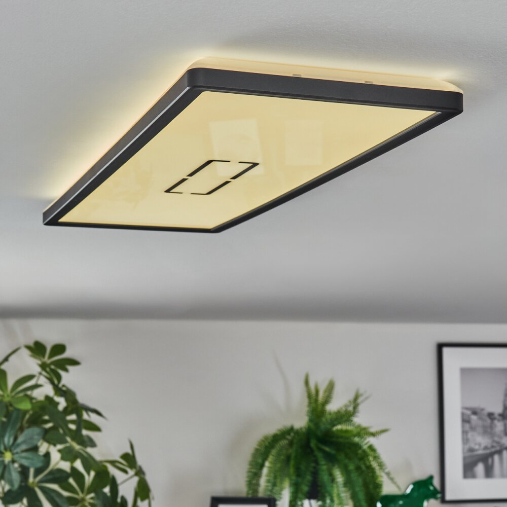 Simonstorp Plafonnier, Panel LED Noir, Blanc, 1 lumière