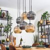 Ripoll Suspension, Boule lumineuse, Suspension Ambre, Fumé, 6 lumières