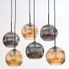 Ripoll Suspension, Boule lumineuse, Suspension Ambre, Fumé, 6 lumières