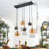 Ripoll Suspension, Boule lumineuse, Suspension Ambre, Fumé, 6 lumières