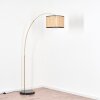 Ramila Lampadaire, Lampadaires arc Laiton, Noir, 1 lumière, Abat-jour en tissu