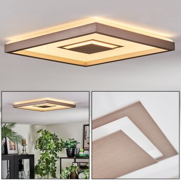 Ilion Plafonnier, Panel LED Nickel mat, Blanc, 1 lumière