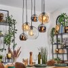 Koyoto Suspension, Boule lumineuse, Suspension Ambre, Chrome, Clair, Fumé, 6 lumières