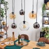 Koyoto Suspension, Boule lumineuse, Suspension Ambre, Chrome, Clair, Fumé, 6 lumières