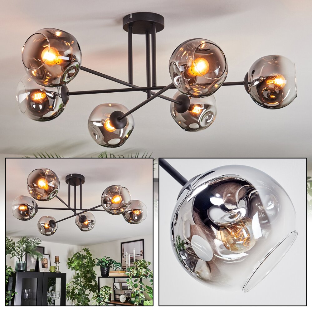 Ripoll Plafonnier, Boule lumineuse Chrome, Clair, Fumé, 6 lumières main product photo