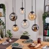 Gastor Suspension, Boule lumineuse, Suspension Ambre, Chrome, Clair, Fumé, 6 lumières