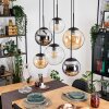 Gastor Suspension, Boule lumineuse, Suspension Ambre, Chrome, Clair, Fumé, 6 lumières