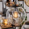 Gastor Suspension, Boule lumineuse, Suspension Ambre, Chrome, Clair, Fumé, 6 lumières