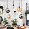 Gastor Suspension, Boule lumineuse, Suspension Ambre, Chrome, Clair, Fumé, 6 lumières