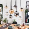 Gastor Suspension, Boule lumineuse, Suspension Ambre, Chrome, Clair, Fumé, 8 lumières