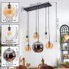 Koyoto Suspension, Boule lumineuse, Suspension Ambre, Chrome, Clair, Fumé, 6 lumières