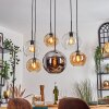 Koyoto Suspension, Boule lumineuse, Suspension Ambre, Chrome, Clair, Fumé, 6 lumières