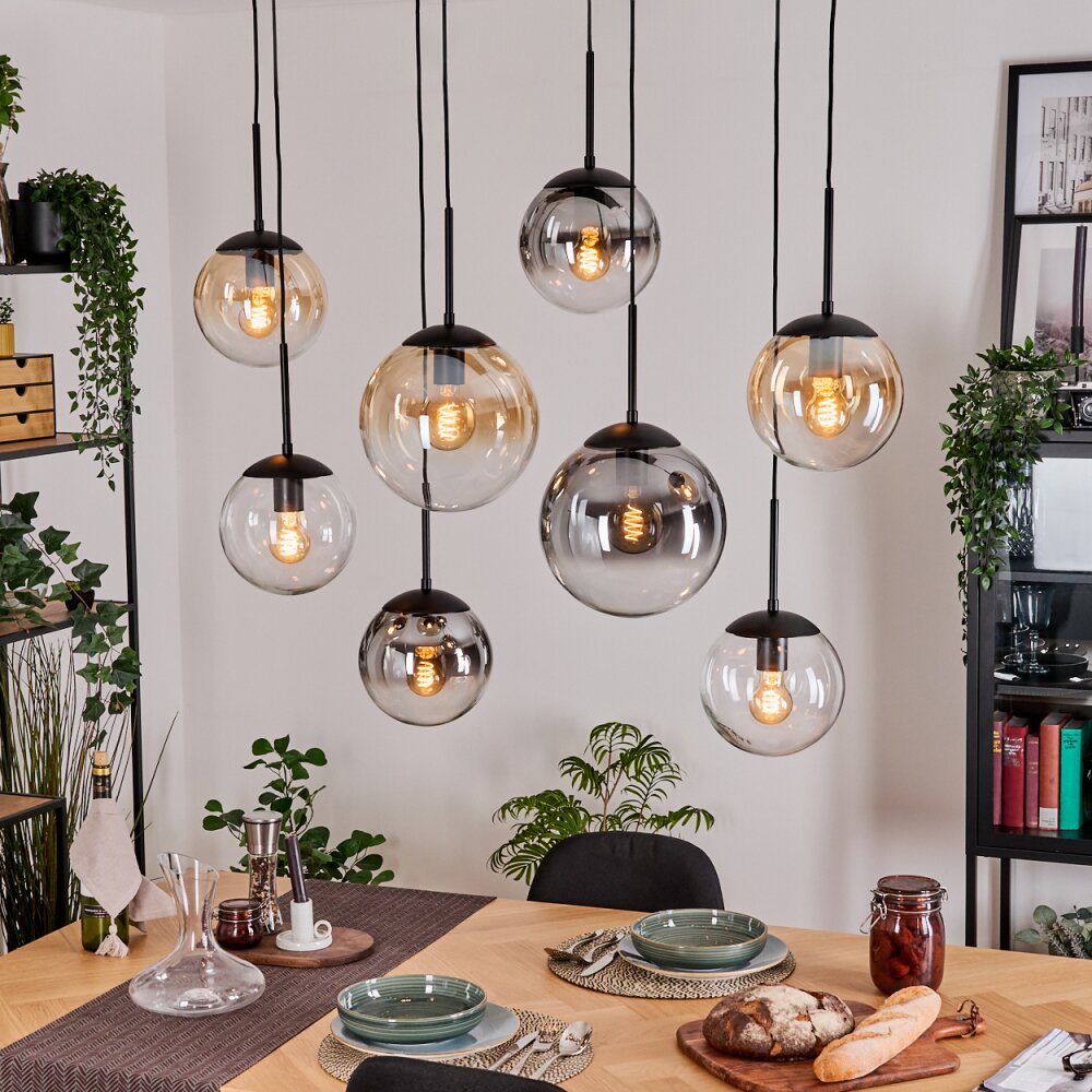 Gastor Suspension, Boule lumineuse, Suspension Ambre, Clair, Fumé, 8 lumières main product photo