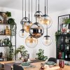 Gastor Suspension, Boule lumineuse, Suspension Ambre, Chrome, Clair, Fumé, 8 lumières