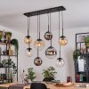 Gastor Suspension, Boule lumineuse, Suspension Ambre, Chrome, Clair, Fumé, 8 lumières