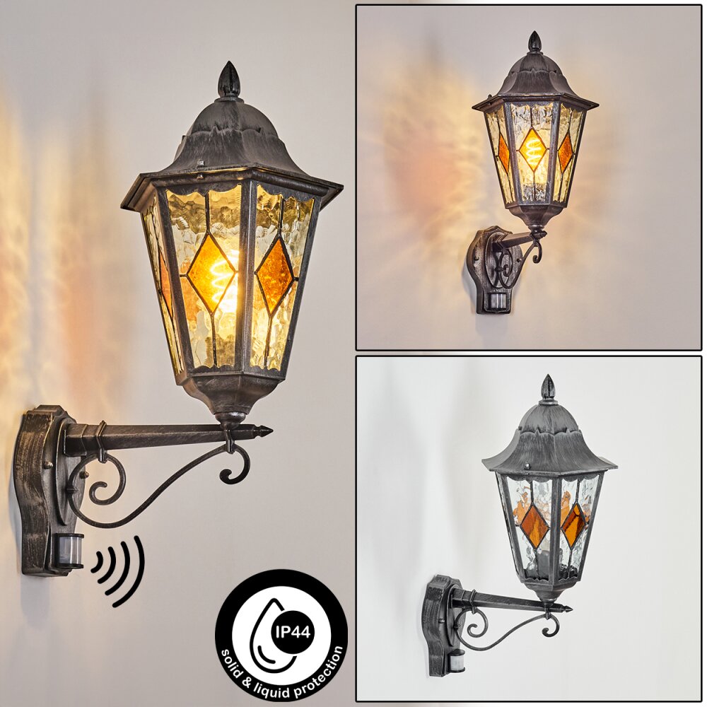 Lignac Lampe murale d´extérieur, Applique murale Noir, Argenté, 1 lumière, Détecteur de mouvement main product photo