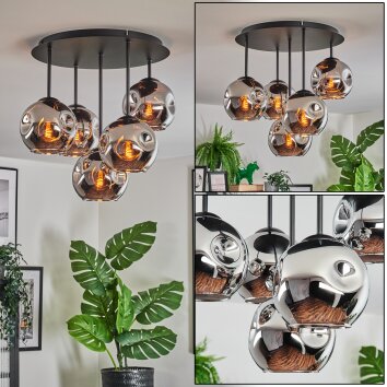 Ripoll Plafonnier, Boule lumineuse Chrome, Fumé, 5 lumières