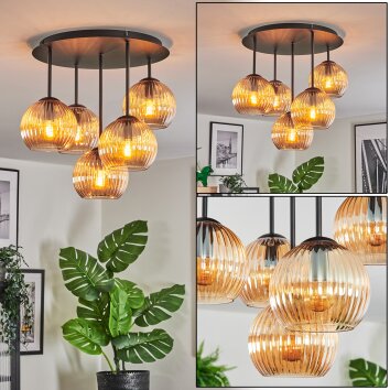 Koyoto Plafonnier, Boule lumineuse 41 cm Ambre, 5 lumières