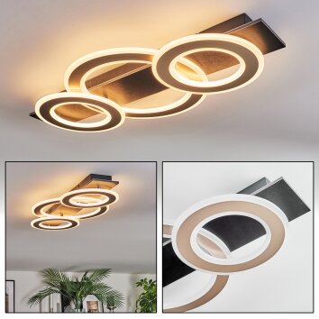 Lidor Plafonnier LED Chrome, Noir, 1 lumière