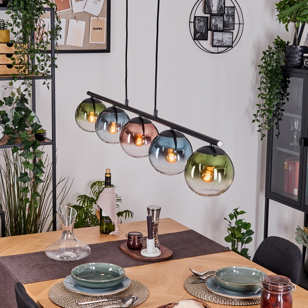 Gastor Suspension, Boule lumineuse, Suspension Bleu, Vert, Clair, Cuivré, 5 lumières main product photo