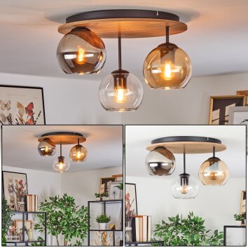 Koyoto Plafonnier, Boule lumineuse 40 cm Écru, Noir, 3 lumières