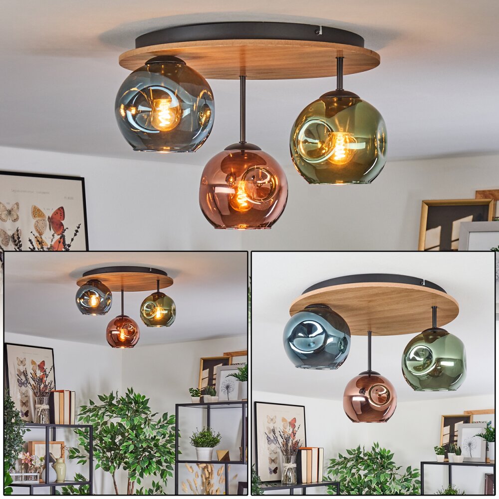 Ripoll Plafonnier, Boule lumineuse Écru, Noir, 3 lumières main product photo