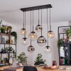 Gastor Suspension, Boule lumineuse, Suspension Ambre, Chrome, Clair, Fumé, 8 lumières