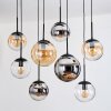 Gastor Suspension, Boule lumineuse, Suspension Ambre, Chrome, Clair, Fumé, 8 lumières